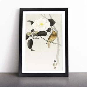 Songbird & Flowering Camellia Framed Canvas Wall Art Print Poster Picture - Picture 1 of 9