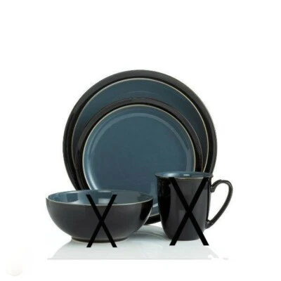 Plato de ensalada Denby Duets azul y negro 8,75" + plato de cena de 10,25" NUEVO Foto 1 de 2