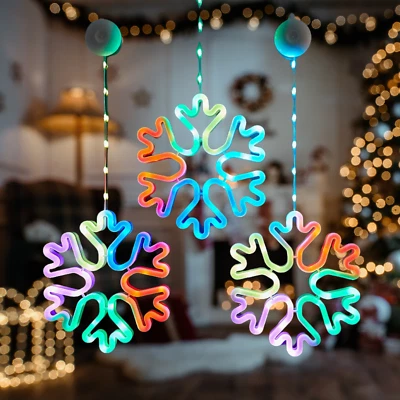 Große Farbwechsel Schneeflocke Stern Licht Fenster Wand Weihnachtsbaum Hochzeit Deko - Bild 1 von 4