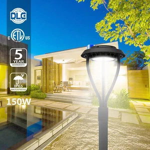 150W Led Post Top Pole Light LED Circular Area Outdoor Lights Photocell 5000K US - Picture 1 of 12