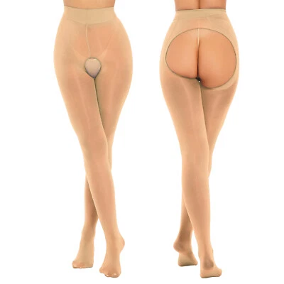 DE Damen Strumpfhose Glanz Öl Feinstrumpfhose Aushöhlen Strumpf Leggings Mit Fuß - Bild 1 von 3