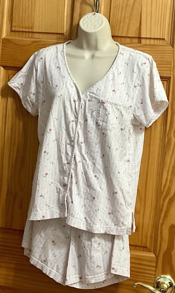 Conjunto corto de pijama vintage Oscar de la Renta para mujer-M rosa mini floral algodón Foto 1 de 4
