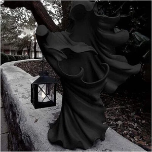 Halloween Geist Statue Skulptur Gartendeko Ornament mit Solar LED Laterne Lampe - Bild 1 von 24