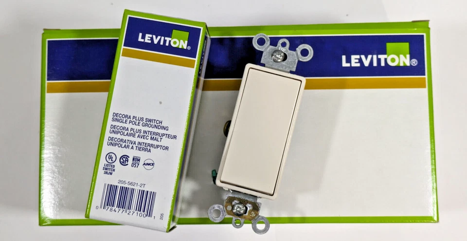 LEVITON 5621-2T DECORA PLUS ROCKER AC QUIET SWITCH LIGHT ALMOND (10 PACK)