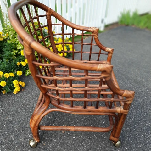 VTG MCM Asian Style Bamboo Bentwood Rattan Lounge Chair 1950's BOHO CHIC CLASSY Cover