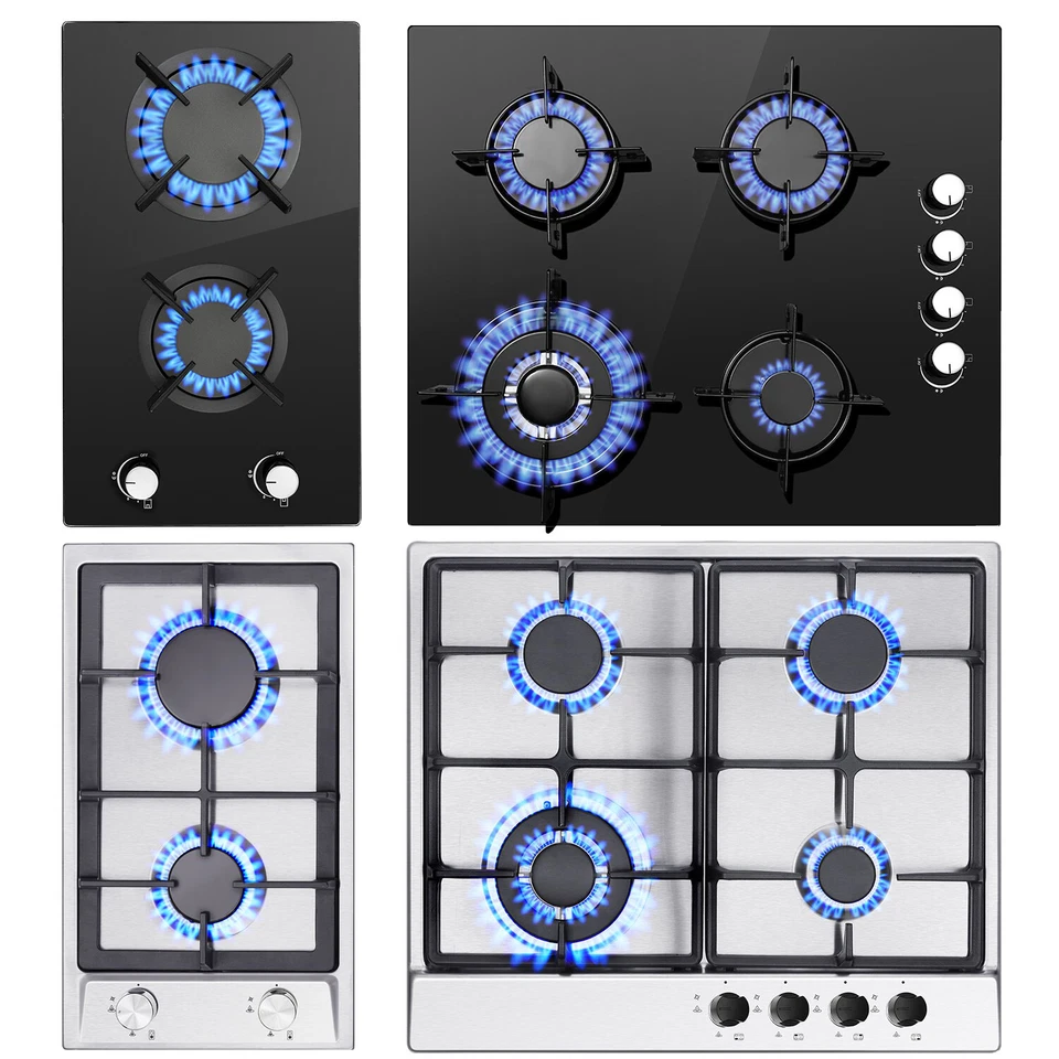 2-4 Burner Gas Hob Tempered Glass / Stainless Steel Kitchen Built in Gas Cooktop - Image 1 of 1