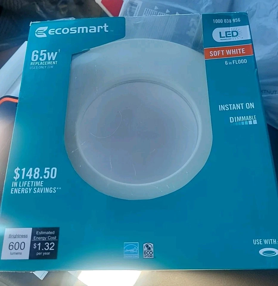 Ecosmart 65w Equivalent Soft White (2700k) Dimmable Led Indirect Recessed Bulb - Image 1 of 1