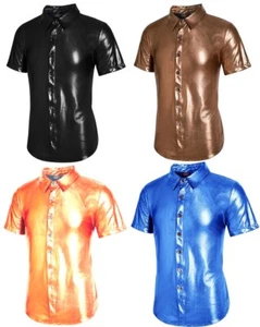 Camicia da discoteca lucida anni 70 80 abito fantasia - Foto 1 di 6