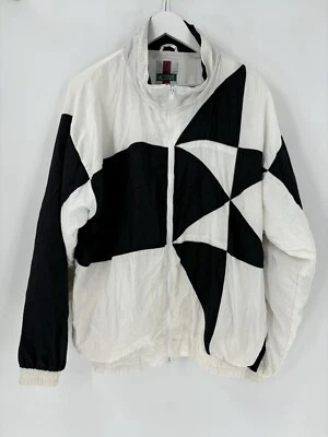 Chaqueta cortavientos Active Exposure vintage para hombre XL blanca negra geométrica transparente Foto 1 de 4