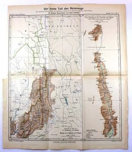 1912 MAP BRITISH BURMA EXPEDITION ROUTE MURDERED DR BRUNHUBER SCHMITZ - Picture 1 of 3