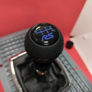 SCHWARZ LEDER 6-Gang SCHALTKNAUF für FOCUS MK3 MK4 FIESTA MK7 MK8 RS 2.3T 350 ST - Bild 1 von 8