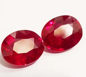Par de anillos de piedras preciosas sueltas de rubí rojo natural certificado 16,05 quilates tamaño ovalado - Imagen 1 de 7