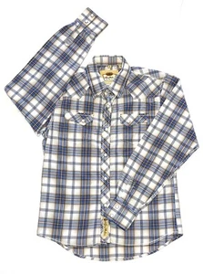 Larry Mahan Youth Boy’s XL Blue Plaid Pearl Snap Western Dress Shirt MINT - Bild 1 von 6
