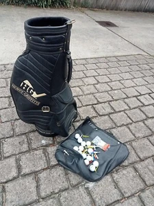 a Henry Griffith leather golf bag balls and tees - Picture 1 of 4