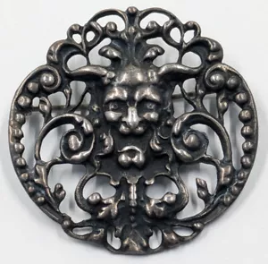 Vintage Antik Silber Jugendstil Teufel Dämon Anstecknadel Brosche gemarkt Sterling Italienisch - Bild 1 von 8