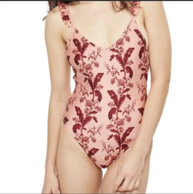 Topshop Ruffle Trim One Piece Low Back Swimsuit SZ 12 NWT - Image 1 of 4