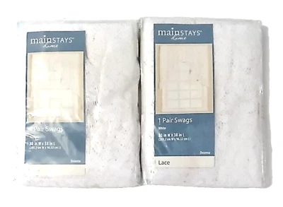 Lote 2 Painstays Home Blanco Encaje Deanna Par Swags 80” W X 38” L Cortinas De Colección Foto 1 de 4
