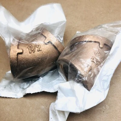 LOT OF 2  JMF 4535084 45DEGREE ELBOW RED BRASS LEAD 1-1/2 FIPX1-1/2FIP - Image 1 of 3