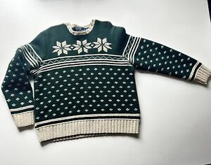 POLO Ralph Lauren HANDKNIT Lambswool Nordic Geometric Snowflake Ski Sweater 1990