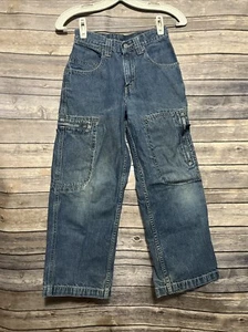 Vintage Levi's Red Tag Boys Denim Cargo Jeans Size 10 Reg Youth - Picture 1 of 10