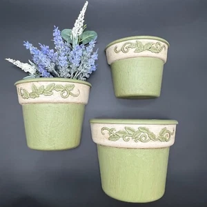 Vintage HOMCO Home Interiors Wall Sconce Planter Wall Pocket Textured Sage Green - Picture 1 of 10