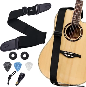 Gitarrengurt, Geflochten, Verstellbar, Schwarz, Verstellbare Gurte mit Leder, Gi - Bild 1 von 6