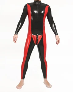 100% Latex Rubber Gummi Catsuit Codpiece Bodysuit Jumpsuit 0.4mm S-XXL - Picture 1 of 2