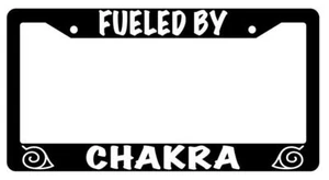 Black Plastic Fueled By Chakra License Plate Frame Nar - Picture 1 of 1