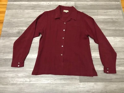 Camisa Tommy Bahama Abotonada Para Mujer M Roja Cuello Extendido Manga Larga Seda Foto 1 de 4