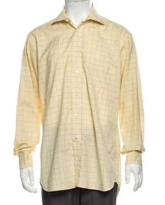 Camisa de vestir para hombre Burberry London manga larga con botones 15 1/2/34 amarillo a cuadros Foto 1 de 3