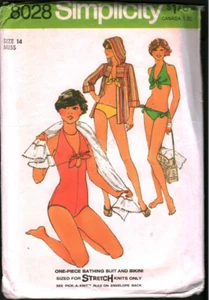 Costume da bagno bikini copricostume 8028 vintage semplicità modello cucito manca anni 70 - Foto 1 di 2