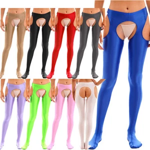 inhzoy Damen Sexy Strumpfhosen Öl glänzende Aushöhlen Feinstrumpfhose Leggings - Bild 1 von 115