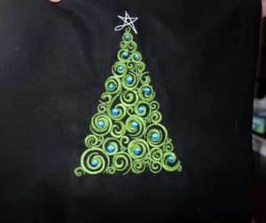 HERMOSO BLOQUE DE EDREDÓN DE ÁRBOL DE NAVIDAD BORDADO - Imagen 1 de 1