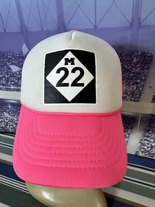 M-22 Highway Road Foam Rope Mesh Trucker Snapback Hat Cap Hot Pink Lake Michigan - Picture 1 of 12