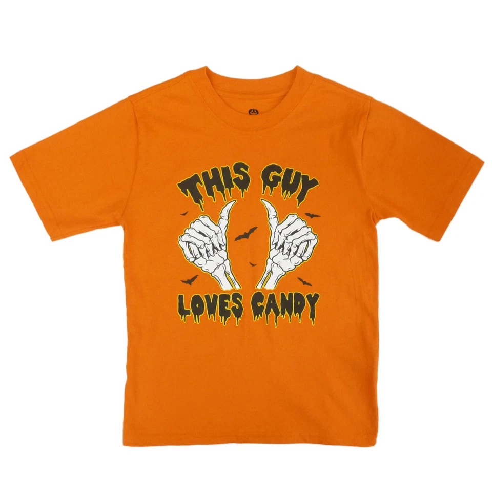 Happy Halloween Boys Orange This Guy Loves Candy T-Shirt 2X - Image 1 of 1