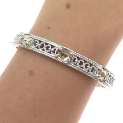 Brazalete JUDITH RIPKA 925 Plata de Ley Citrino Real Ornado 6.5" Foto 1 de 4