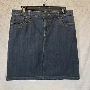 Liz Claiborne Womens 12P Petite Blue Jean Stretch Mini Straight Pencil Skirt - Picture 1 of 6