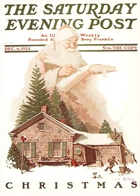 1924 DEC 6 Christmas Santa NORMAN ROCKWELL SATURDAY EVENING POST COVER ART PRINT - Image 1 of 3