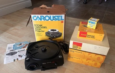 Proyector de diapositivas Kodak Carousel 650H con 3 bandejas carrusel pila cargador lámpara Foto 1 de 4