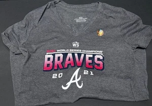 World Series MLB Champions Braves 2021 donna scollo a V piccolo - Foto 1 di 2