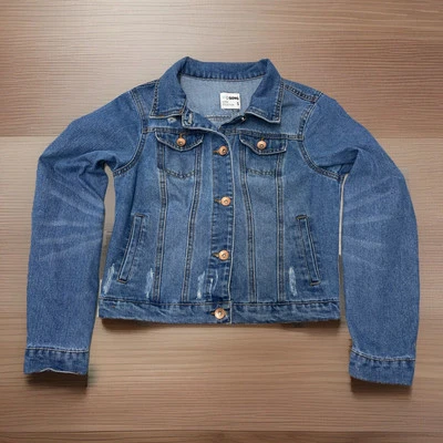 Chaqueta Vaquera CiSono S Boho Moto Trucker Azul Desgastado Jean Lavado Medio Foto 1 de 4