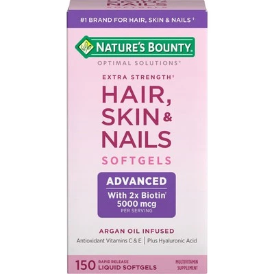 Nature's Bounty Optimal Solutions Hair Skin & Nails Extra Strength, 150 Softgels - Image 1 of 4