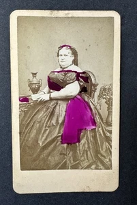 1860s Hand Colored CDV Photo Circus Side Show Fat Lady Liz Ballon Seranac Mich - Picture 1 of 5
