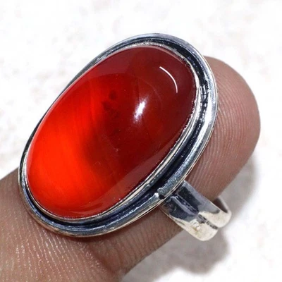 Anillo de piedras preciosas cornalina maciza chapada en plata 925 EE. UU. 9,5 JW Foto 1 de 3