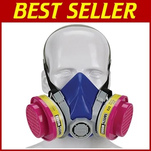 Demi-masque respirateur NIOSH OV/AG/P100, gris/bleu - Photo 1/8