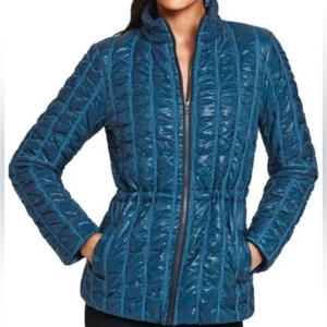 Cabi Poseidon Puffer 914 Teal Blue Zip Up Mock Neck Outdoor Jacket - Size Small - Picture 1 of 9