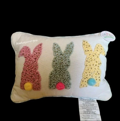 Cojín reversible a cuadros 14" bordado con cuentas brillantes decoración  Foto 1 de 4