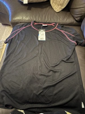 Camiseta de Ejercicio Manga Corta Trespass Nueva Con Las Etiquetas Negra y Rosa Talla XL Foto 1 de 4