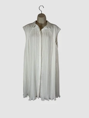 Vestido Camisa Midi Feminino DKNY Branco Detalhe Plissado Tamanho 12 - Imagem 1 de 2