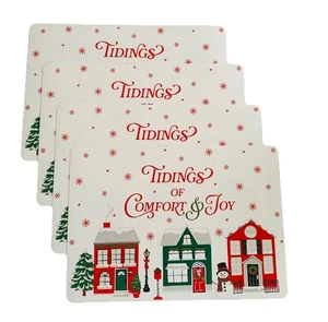 Placemats Tidings Of Comfort & Joy Christmas Village Scene Set of 4 Plastic NEW! - Picture 1 of 8